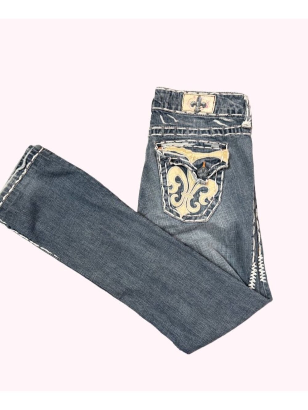 Laguna Beach Jeans Co Womens Vtg Y2K Slim Distressed Thick Stitch USA Made Denim